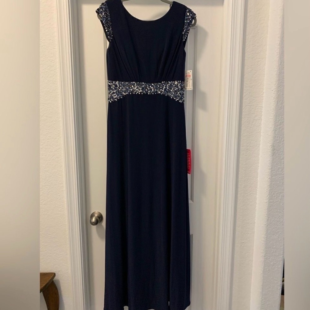 Alex Evenings Beaded Empire Waist Maxi Dress Size 8 NWT